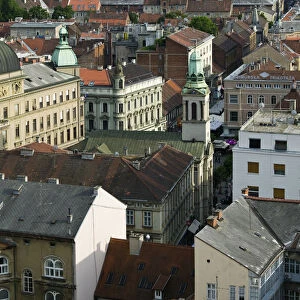 Croatia-Zagreb. Downtown View from Upper Town