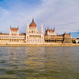 Cruise river taken from ship of Danube River and Parliament in Budapest Hungary
