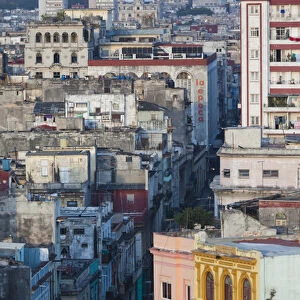 Cuba, Havana, Central Havana, elevated view, dawn