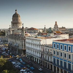 Cuba, Havana, Havana Vieja, the Capitolio Nacional and buildings by the Parque Central