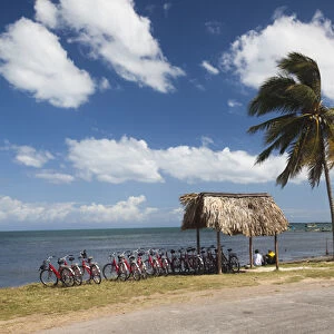 Cuba, Pinar del Rio Province, Puerto Esperanza, bicycles by the seashore