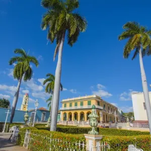 Cuba, Sancti Spiritus Province, Trinidad. Plaza filled with palm trees Cuba, Sancti Spiritus Province, Trinidad. Plaza filled with palm trees