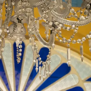Cuba, Santa Clara, ornate chandelier in historic theater