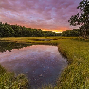 Dawn on the salt marsh along the Castle Neck River in Ipswich, Massachusetts