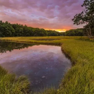 Dawn on the salt marsh along the Castle Neck River in Ipswich, Massachusetts