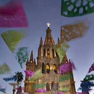 Day of the Dead decorations around the central church, San Miguel de Allende, Mexico