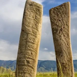 Deer stones with inscriptions, 1000 BC, Mongolia Deer stones with inscriptions, 1000 BC, Mongolia