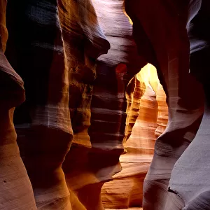 Delicate slickrock formations in upper Antelope Canyon, Navajo Indian Reservation