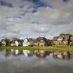 Denmark, Jutland, Ribe, buildings by the Ribe River