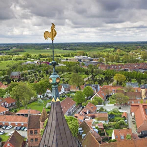 Denmark, Jutland, Ribe, elevated town view from Ribe Domkirke Cathedral tower