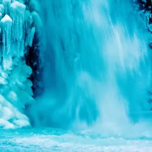 detail; Lower Horsetail Falls; winter; frozen; Columbia Gorge; Oregon; USA