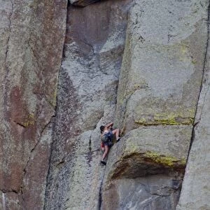 Devils Tower National Monument, Wyoming, USA. Technical Rock Climbers on the Devils Tower Columns