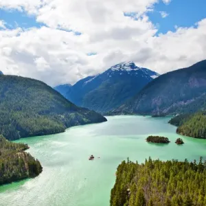 Diablo Lake Boat Print, North Cascades National Park, Washington Diablo Lake Boat Print, North Cascades National Park, Washington