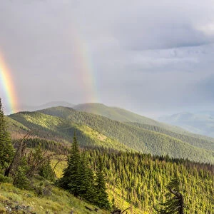 Double rainbow over the Whitefish Range from Werner Peak in the Stillwater State Forest