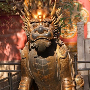 Dragon Bronze Statue With Hand on Ball Gugong, Forbidden City Emperors Palace