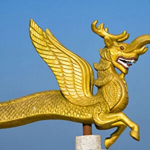 Dragon statue in Golden Temple, the largest Theravada Buddhist temple in Bangladesh