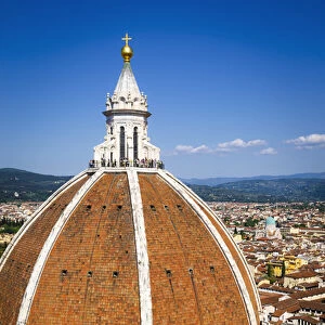 The Duomo from Giottos Bell Tower (Campanile di Giotto), Florence, Tuscany, Italy