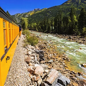 Durango & Silverton Narrow Gauge Railroad on the Animas River, San Juan National Forest