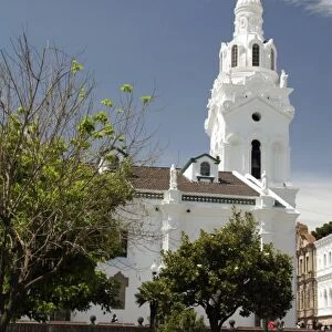 Ecuador, Quito. One of the many historical churches concentrated in Quitos old town