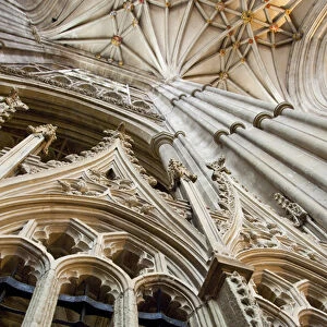 England, Kent, Canterbury. Canterbury Cathedral. Fan vaulted ceiling