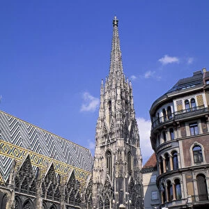 Europe, Austria, Vienna. Graben street scene and St. Stephens church