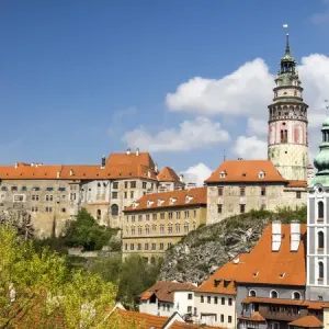 Europe; Czech Republic; Chesky Krumlov. View of Chesky Krumlov and Krumlov castle