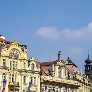 Europe, Czech Republic, Prague. Buildings along old town Prague