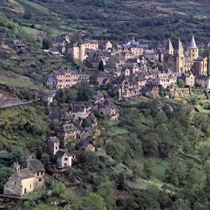 Europe, France, Conques. The picturesque village of Conques occupies a hillside