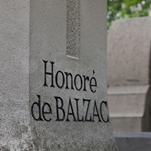 Europe, France, Paris. Tombstone of French writer Honore de Balzac in Pere Lachaise Cemetery