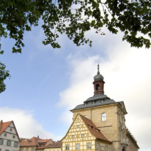 Europe, Germany, Bavaria, Bamberg, Old Town Hall on the river Regnitz