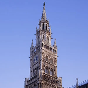 Europe, Germany, Munich. Glockenspiel clock on side of the New Town Hall. Credit as