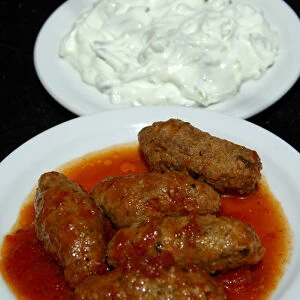 Europe, Greece, Crete (aka Kriti). Typical Greek dish of tzatziki (aka tsatziki) a thick yogurt