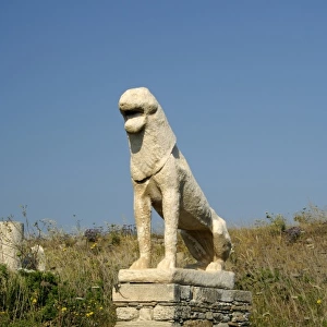 Europe, Greece, Cyclades, Delos. Famous 7th century Lions of the Naxians
