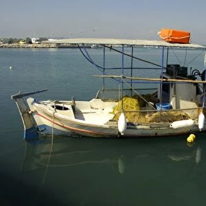 Europe, Greece, Katakolon, Ionian Sea. Traditional Greek fishing boat