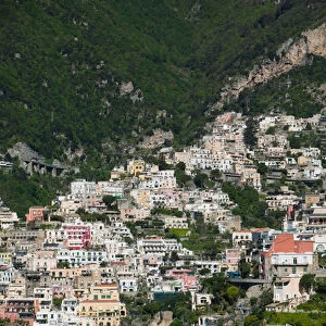 Europe, Italy, Campania (Amalfi Coast), Positano: Town View from Amalfi Coast Road /