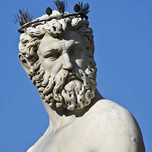 Europe, Italy, Florence. Statue of Roman god Neptune in the Piazza della Signoria