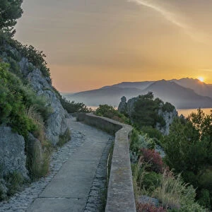 Europe, Italy, Isle of Capri, Sunrise Over the Sorrento Peninsula
