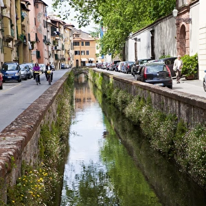 Europe; Italy; Lucca; Water channel Flowing through Lucca