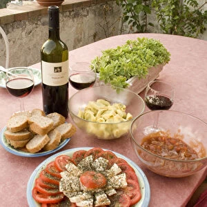 Europe, Italy, Positano. Meal of antipasti and wine. Credit as: Wendy Kaveney / Jaynes