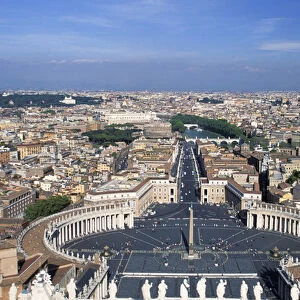 Europe, Italy, Rome, Vatican City. View of St. Peters Square from the dome of St