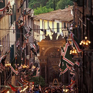 Europe, Italy, Tuscany, Siena Palio Team Fundraising Party by Basilica