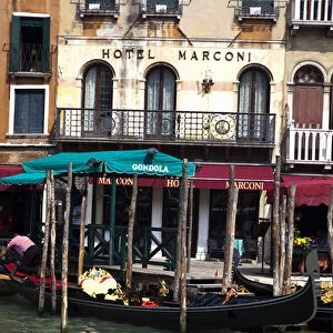 Europe; Italy; Venice; Gondola Stop Along the Grand Canal