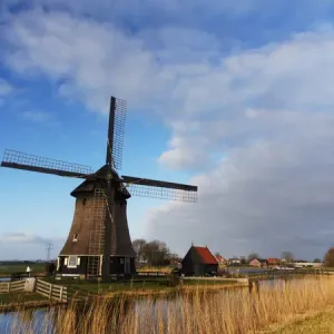 Europe; Netherlands; Nord Holland; Windmill along canal of Nord Holland Europe; Netherlands; Nord Holland; Windmill along canal of Nord Holland