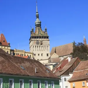 Europe, Romania, Mures County, Sighisoara, clock tower, symbol of the town