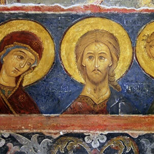 Europe, Russia, Suzdal. Fresco of Saints in the Cathedral of the Nativity
