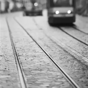 Europe, Switzerland, Berne. Tram tracks, Marktgasse Europe, Switzerland, Berne. Tram tracks, Marktgasse