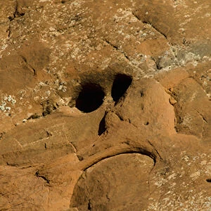 Face in Sandstone near Tunnel Arch, Arches National Park, Utah, US