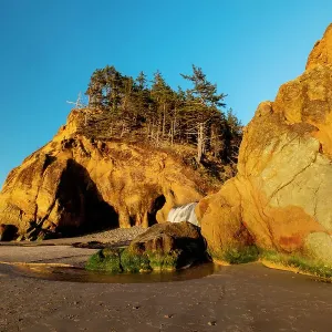 Fall Creek Waterfall Print at Hug Point near Cannon Beach, Oregon