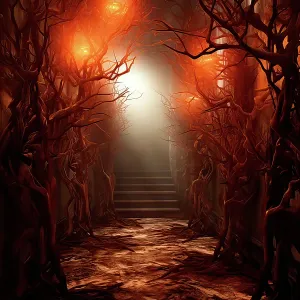 Fantasy of alley and stairway at night. &copy;Jim Zuckerman / Jaynes Gallery / DanitaDelimont.com