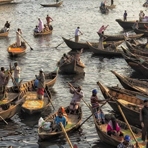 Ferry boats on Buriganga River at Sadarghat (City Wharf), Dhaka River Port, Dhaka